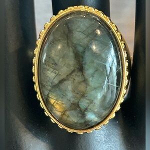 .925 Gold Plated Labradorite Ring